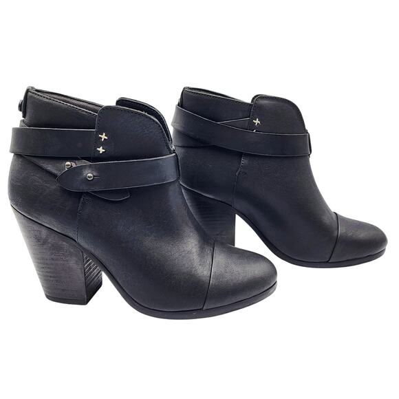 Rag & Bone Shoes - Rag & Bone Harrow Black Leather Strappy Moto Boots Women’s 36.5 Made in Italy